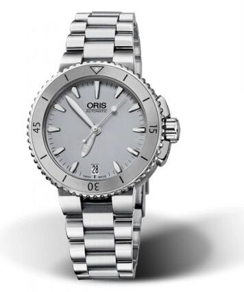 Review Oris Aquis Date 36 Stainless Steel Grey Bracelet Replica Watch 01 733 7652 4143-07 8 18 01P